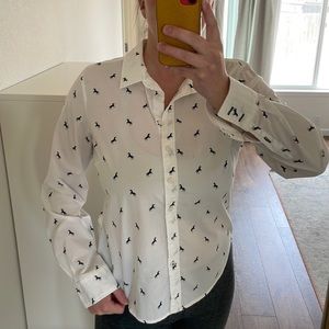 H&M Women’s Fitted Horse Print Button-Down